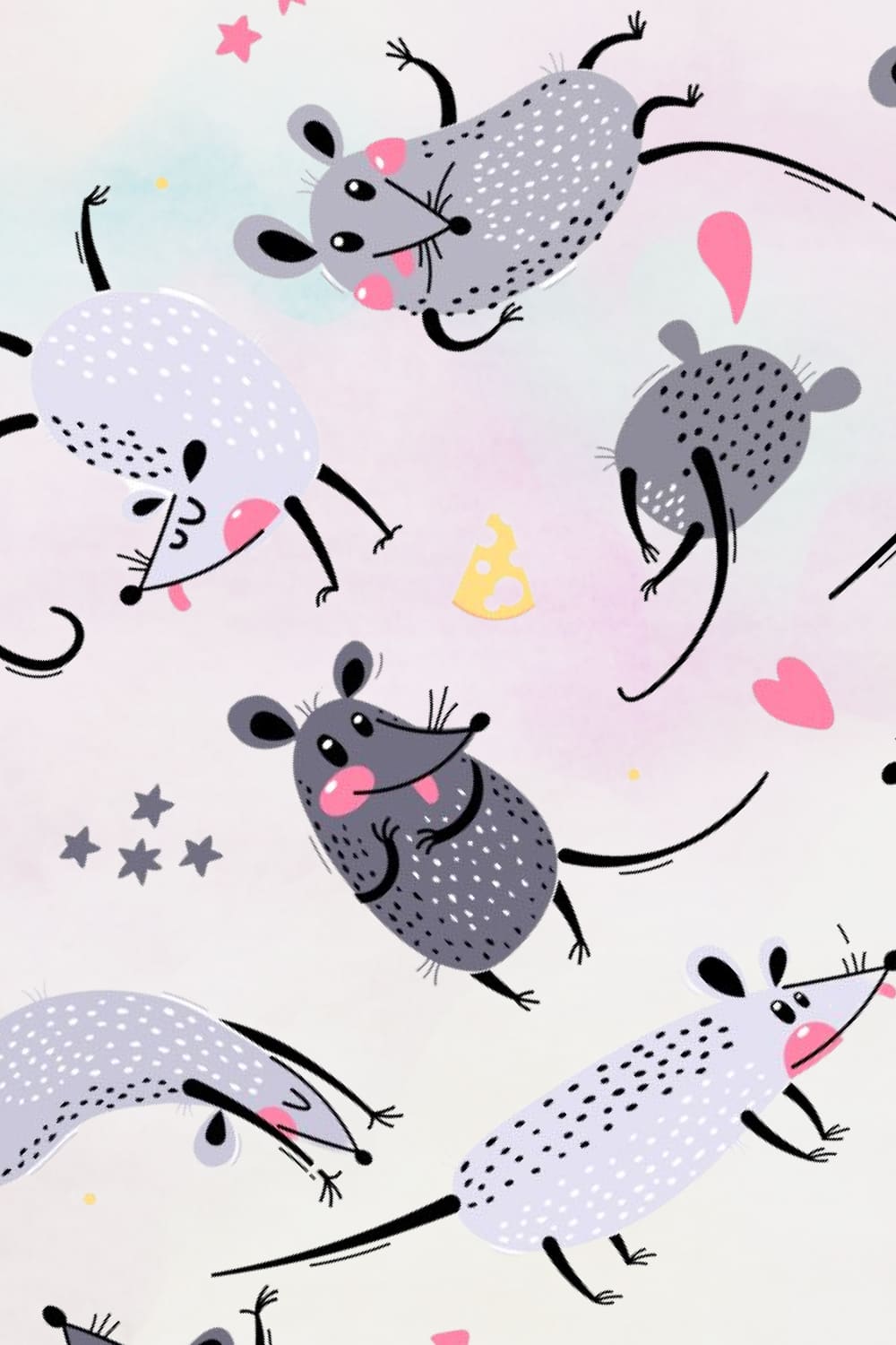 Diverse of cute illustrations with rats.