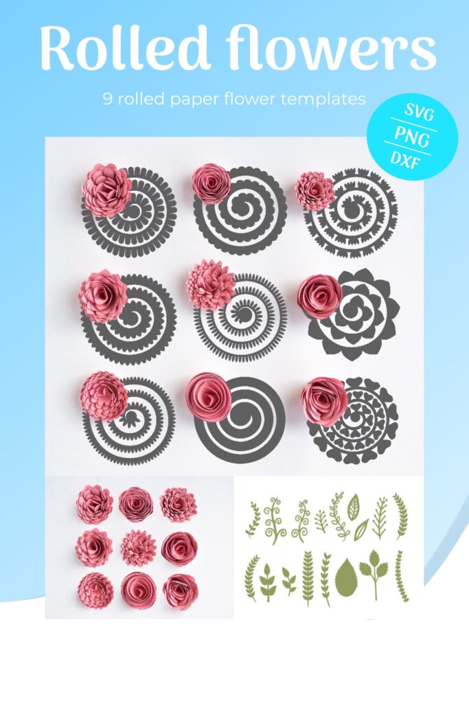 Rolled Flowers SVG -9 Rolled Paper Flower Templates – MasterBundles