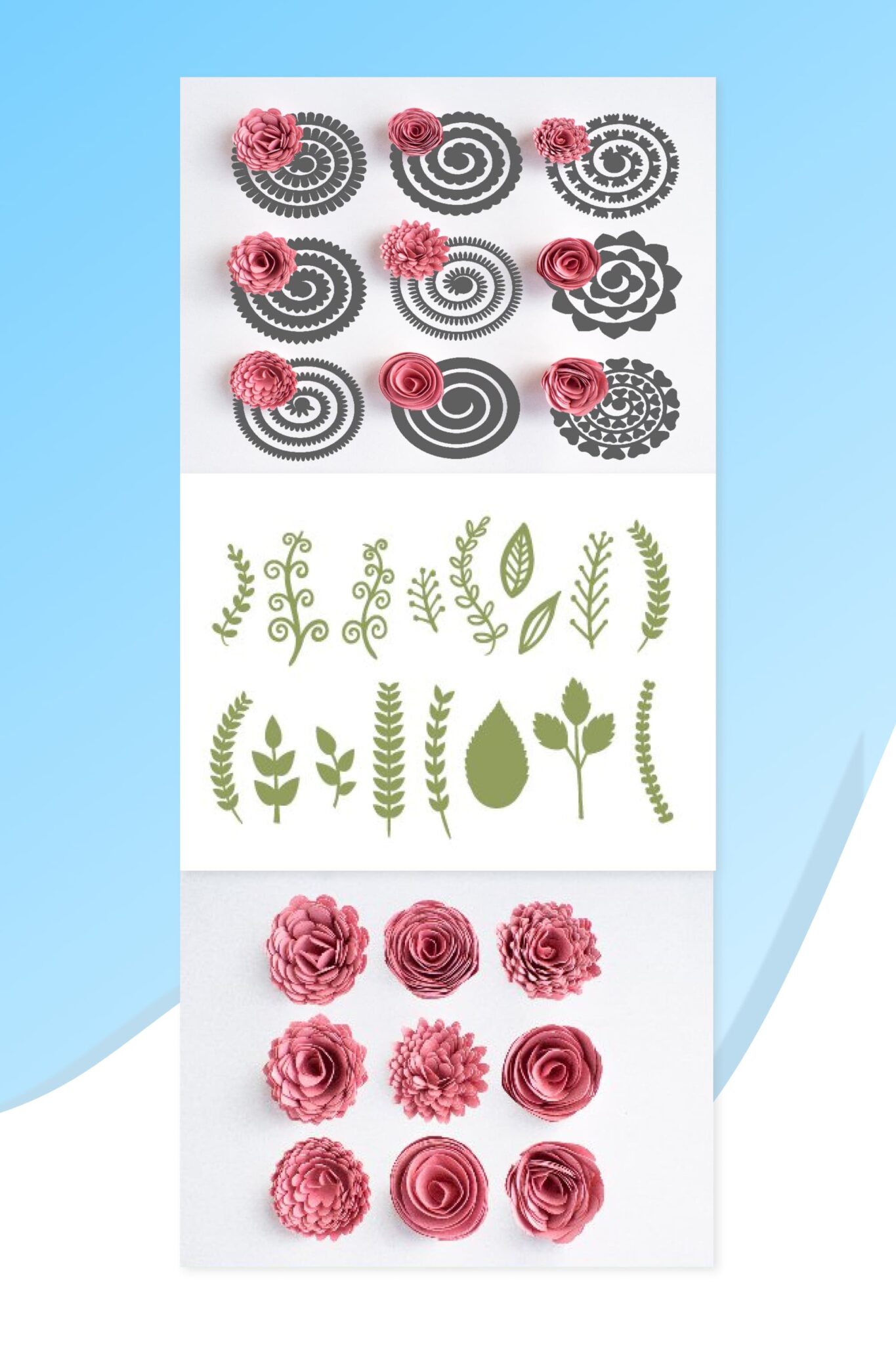 Rolled Flowers SVG -9 Rolled Paper Flower Templates – MasterBundles