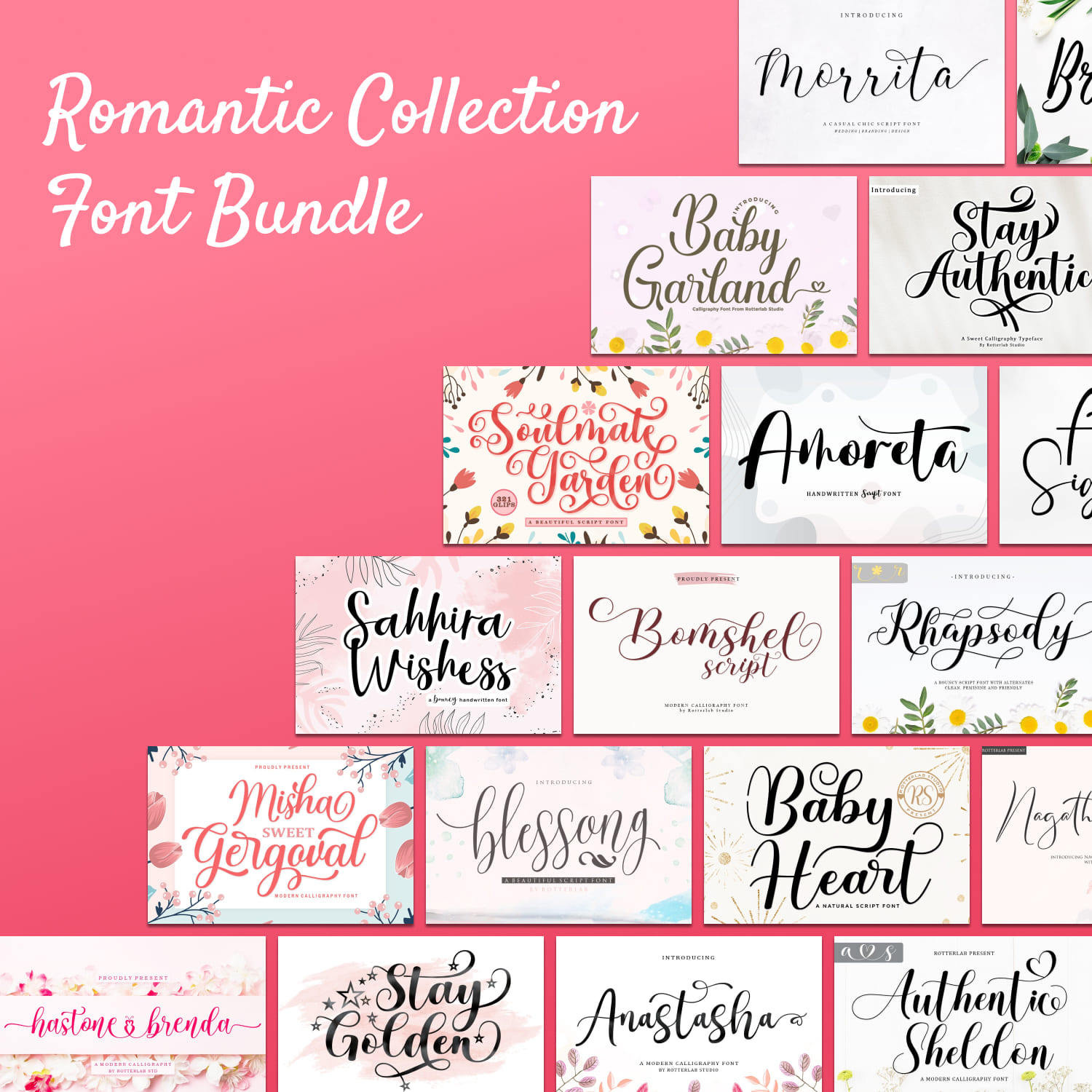 Romantic Collection Font Bundle.
