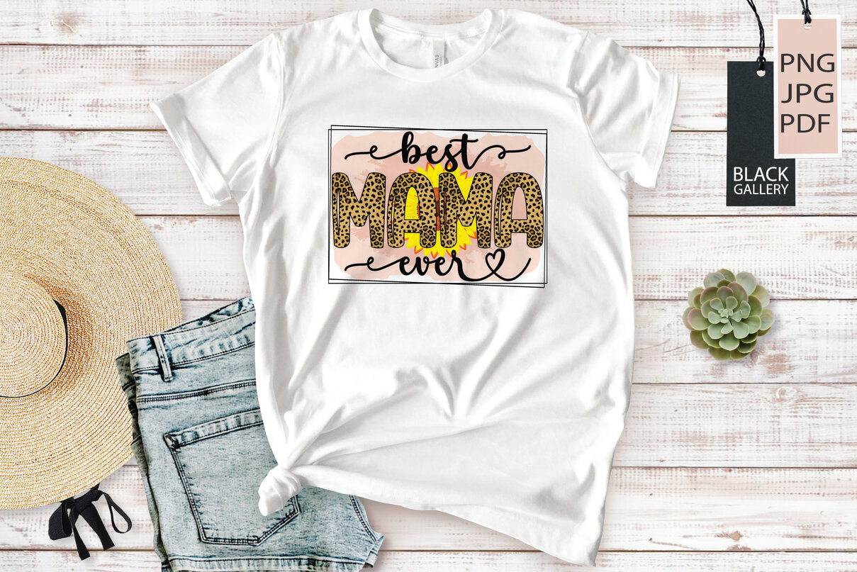 Classic white t-shirt with a modern Mother’s Day illustration.