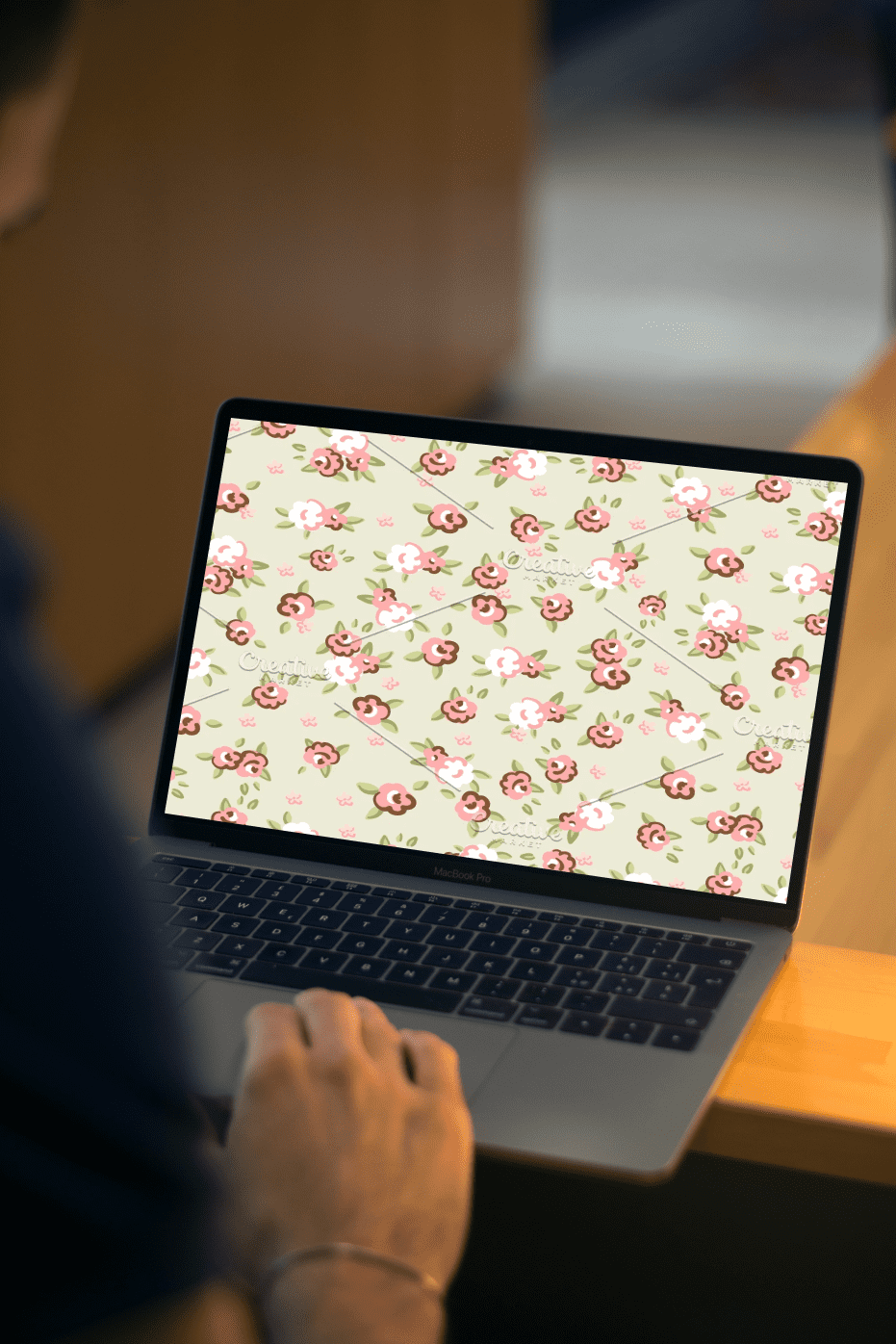 Shabby Chic Rose Digital Patterns - black laptop.