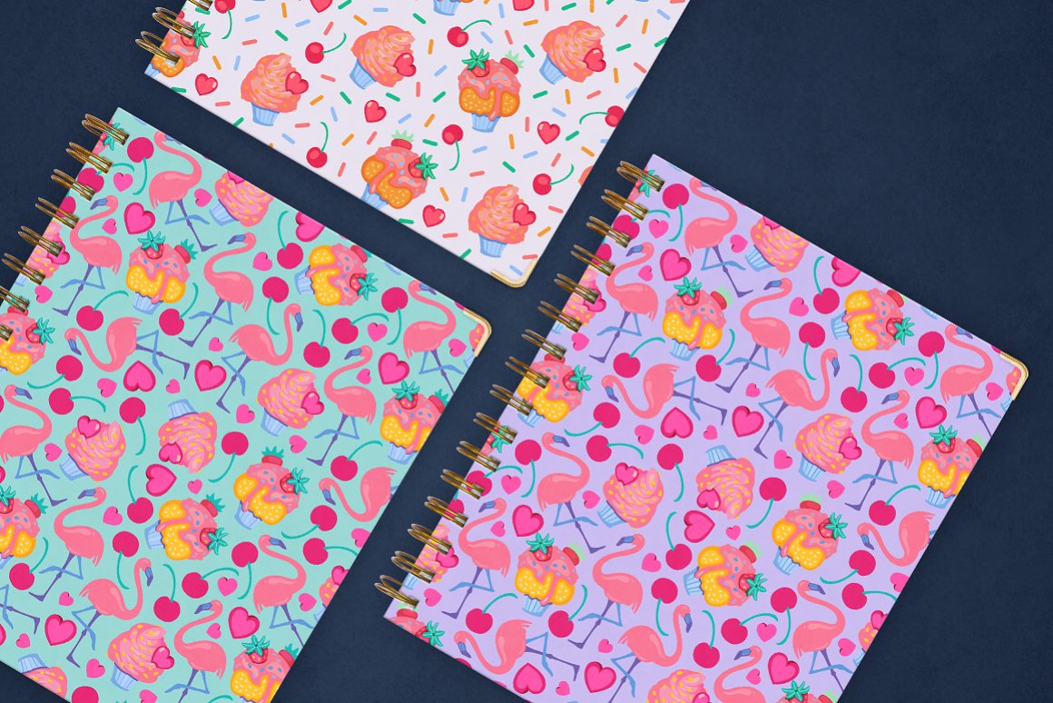 This is a nice flamingo set for your notebook.
