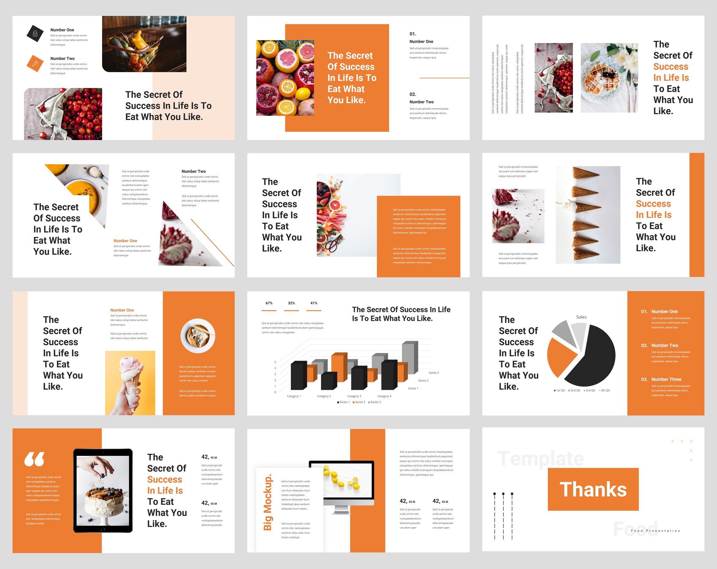 Orange template with the stylish and modern design for food topic.