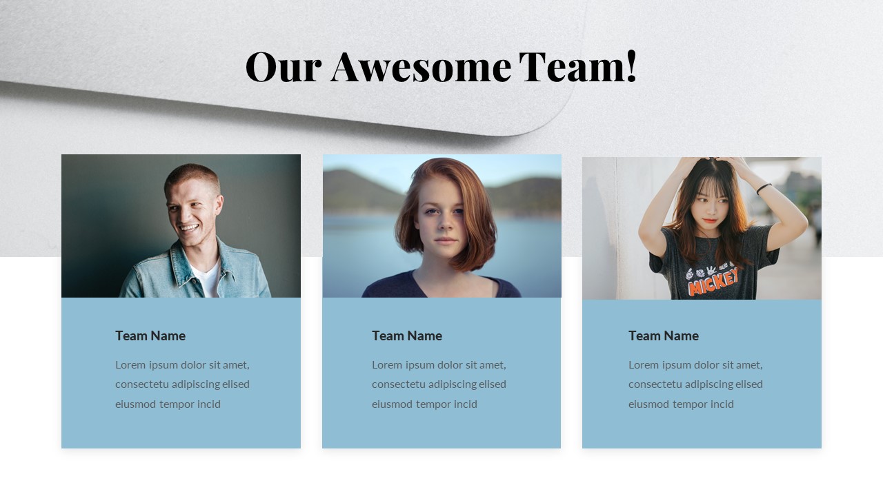 Creative Fashion Google Slide Template our team slide.
