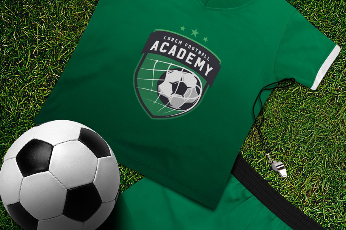 Green sport t-shirt with a ball.