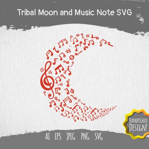 Tribal Moon and Music Note SVG.