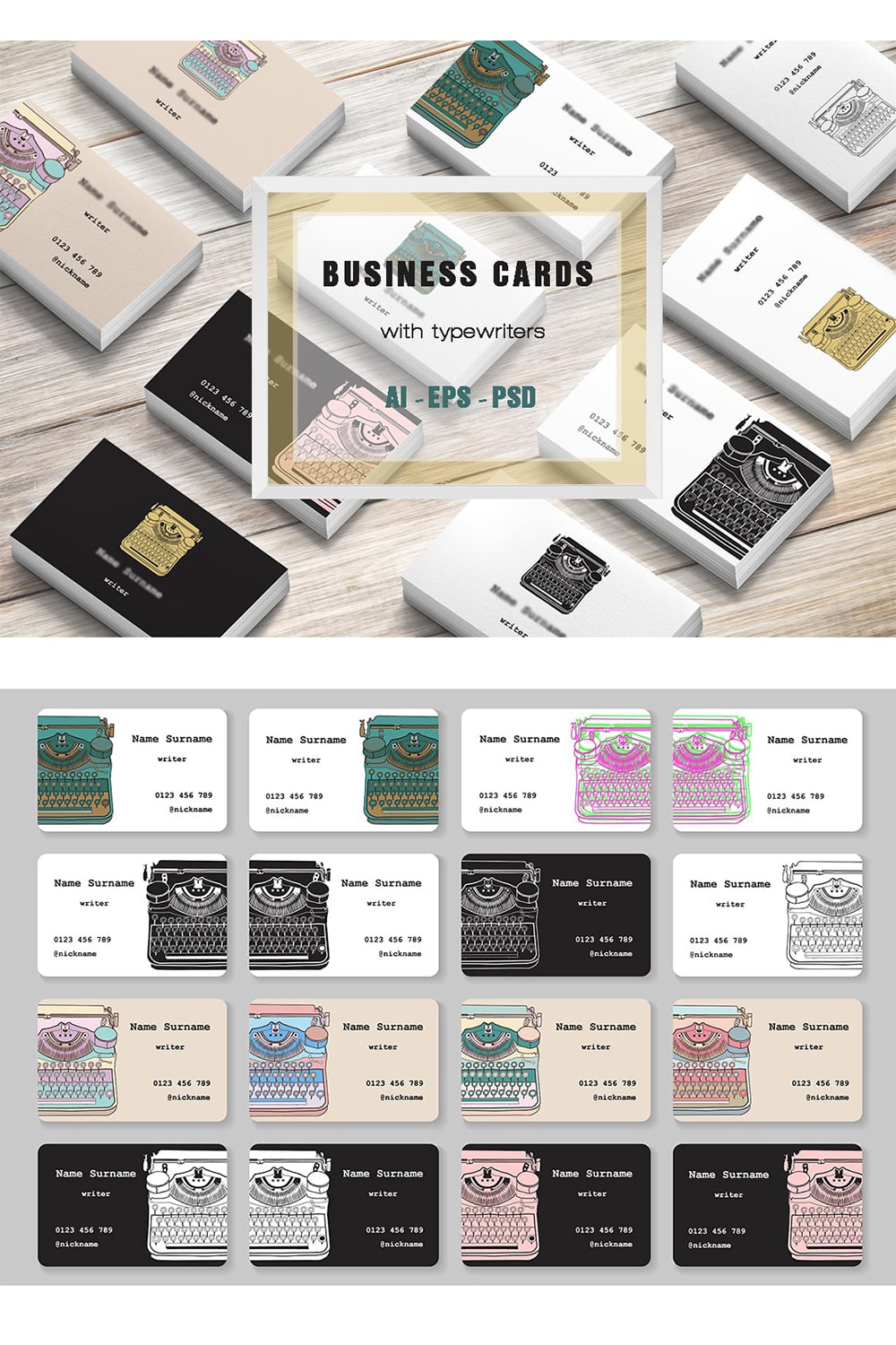 Business Cards with Typewriters pinterest.