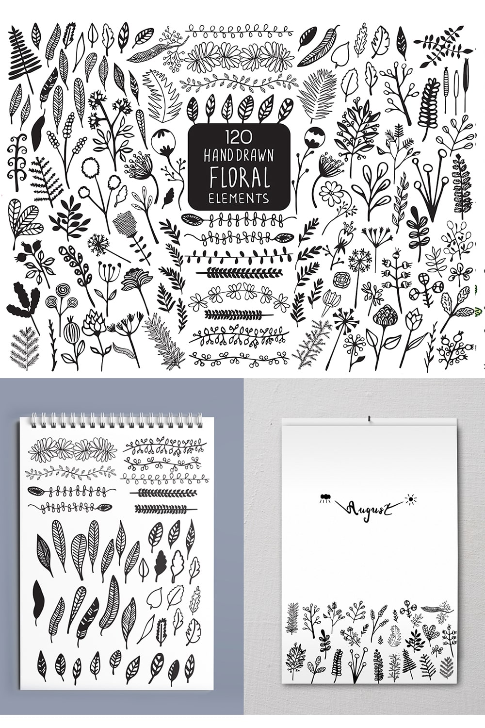 Hand Drawn Floral Collection pinterest.