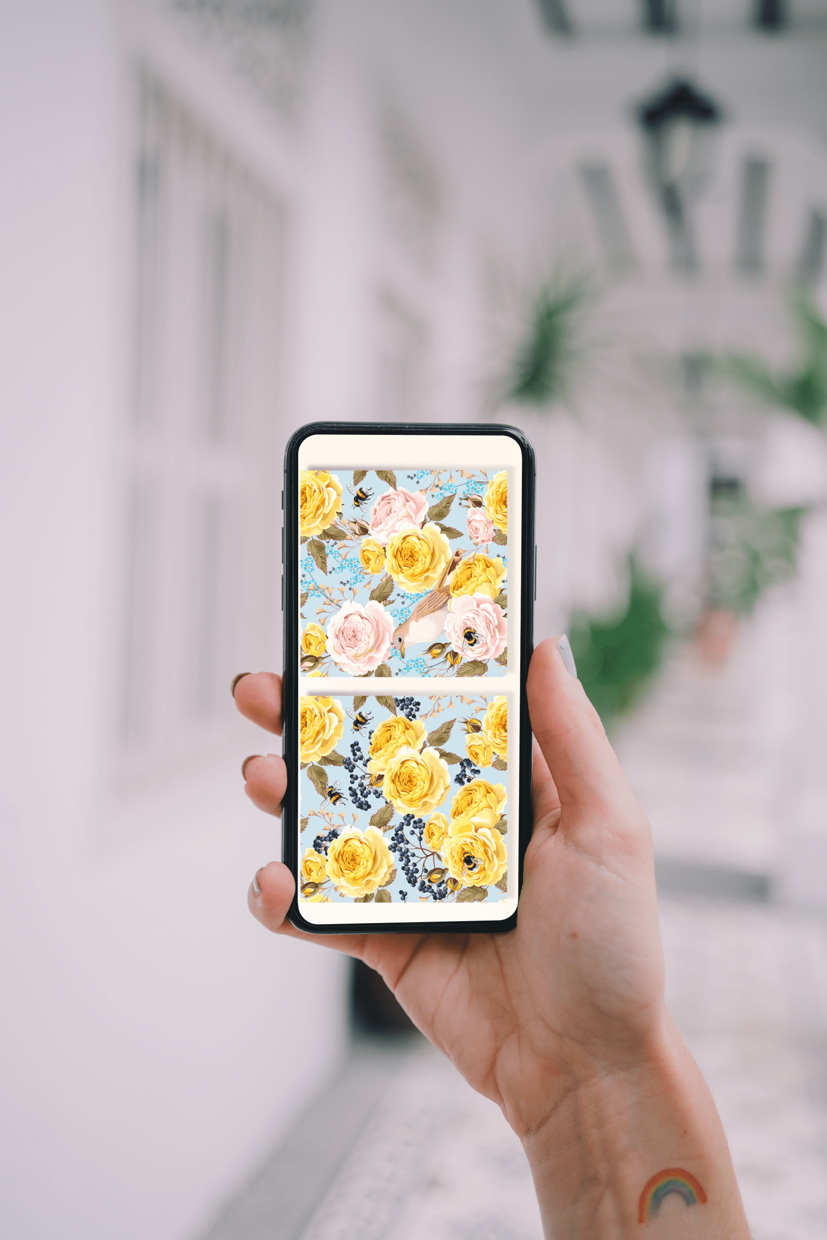 Vintage Roses Patterns - mobile with yellow roses.