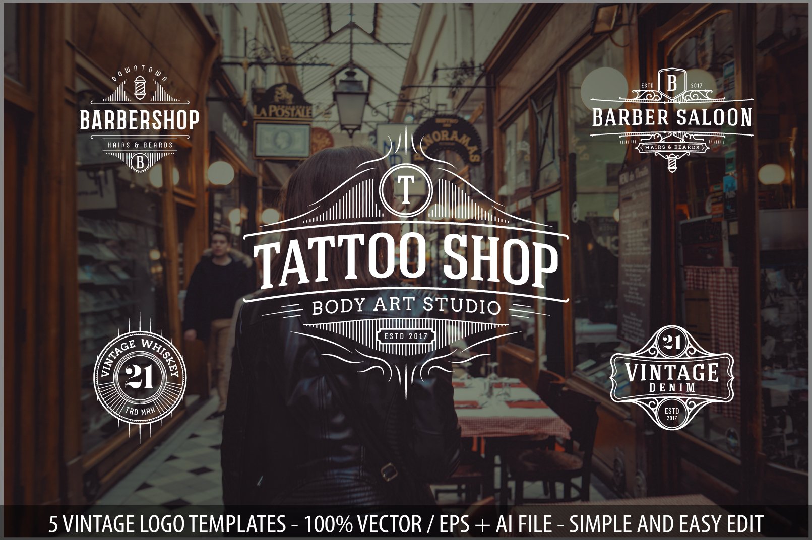 Cool vintage logos for old school tattoo.