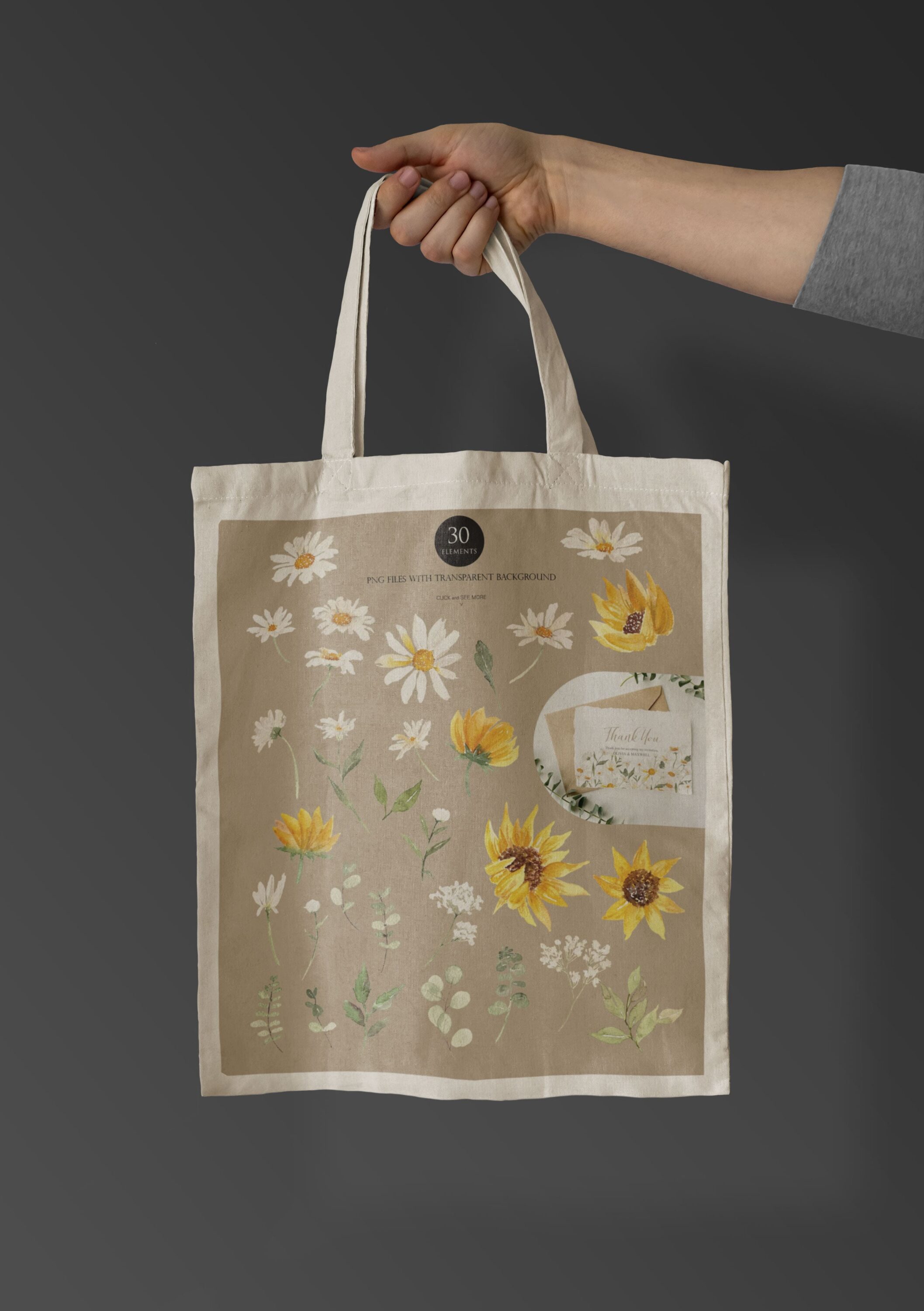 Flowers print on the bag.