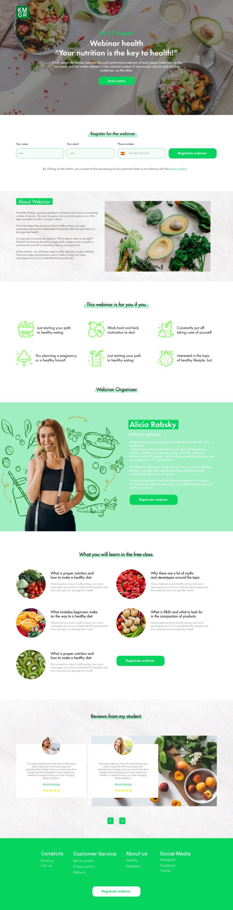 Green page for online education.