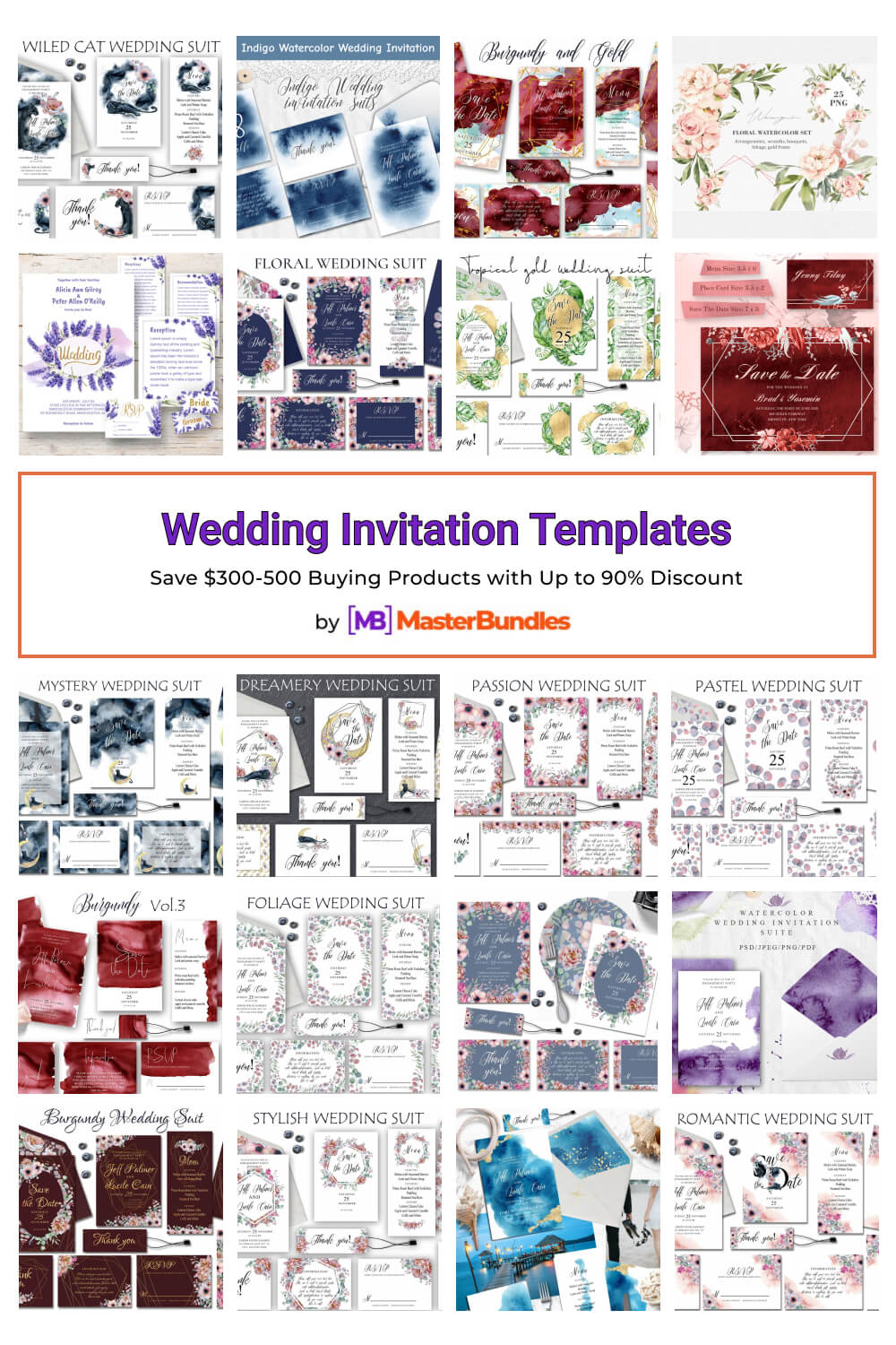 wedding invitation templates pinterest image.