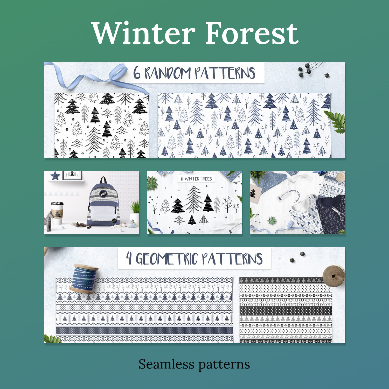 Winter Forest /// seamless patterns.