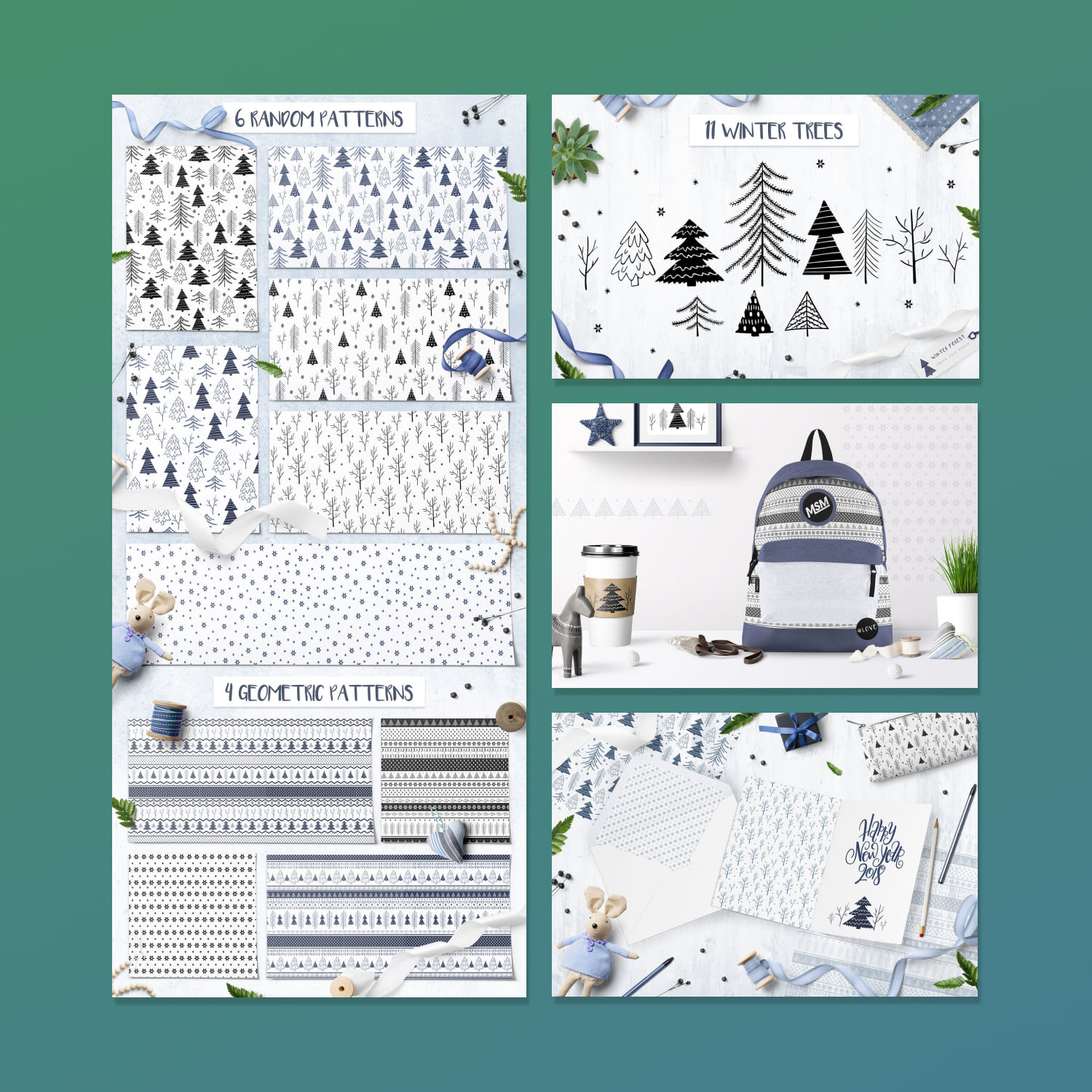 Winter Forest /// seamless patterns cover.