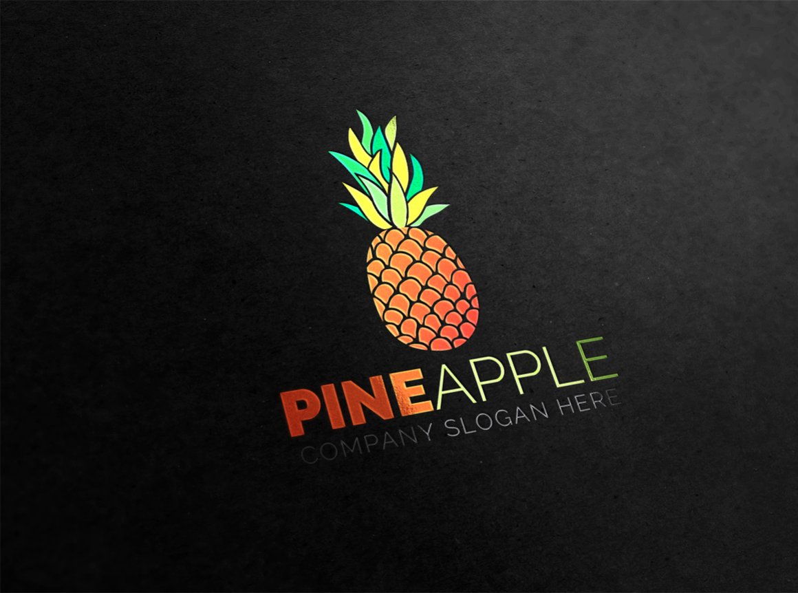 Black background with a bright pineapple.