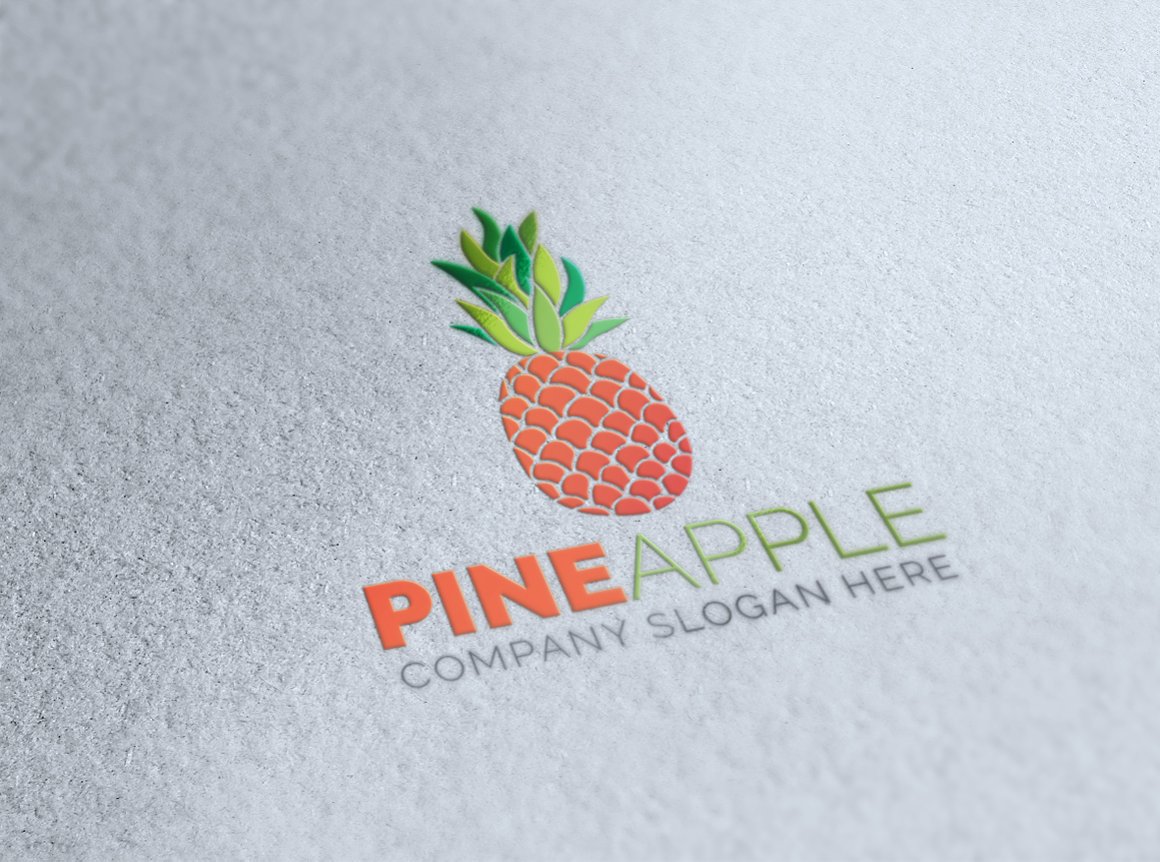 White mat paper with a colorful pineapple logo.