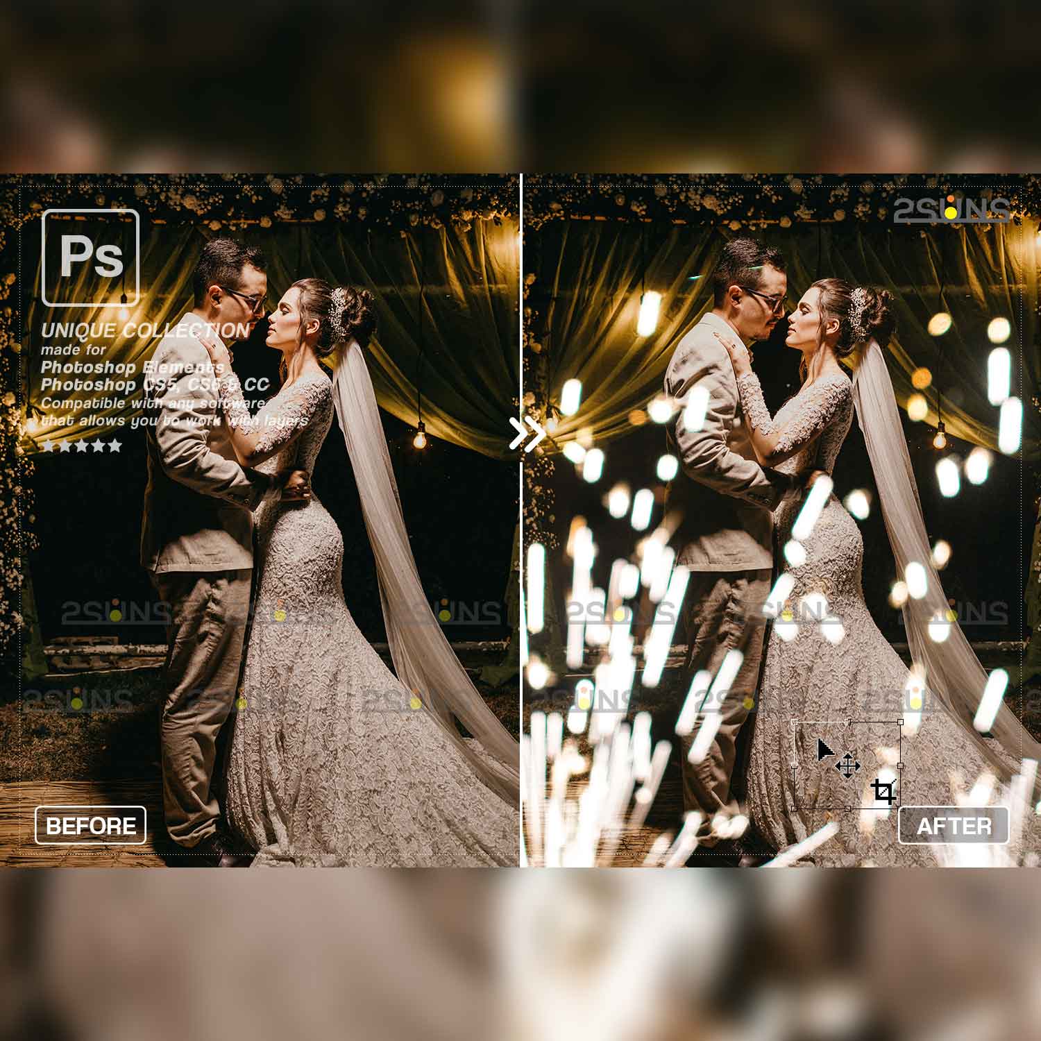 Wedding Sparkler Overlays previews.