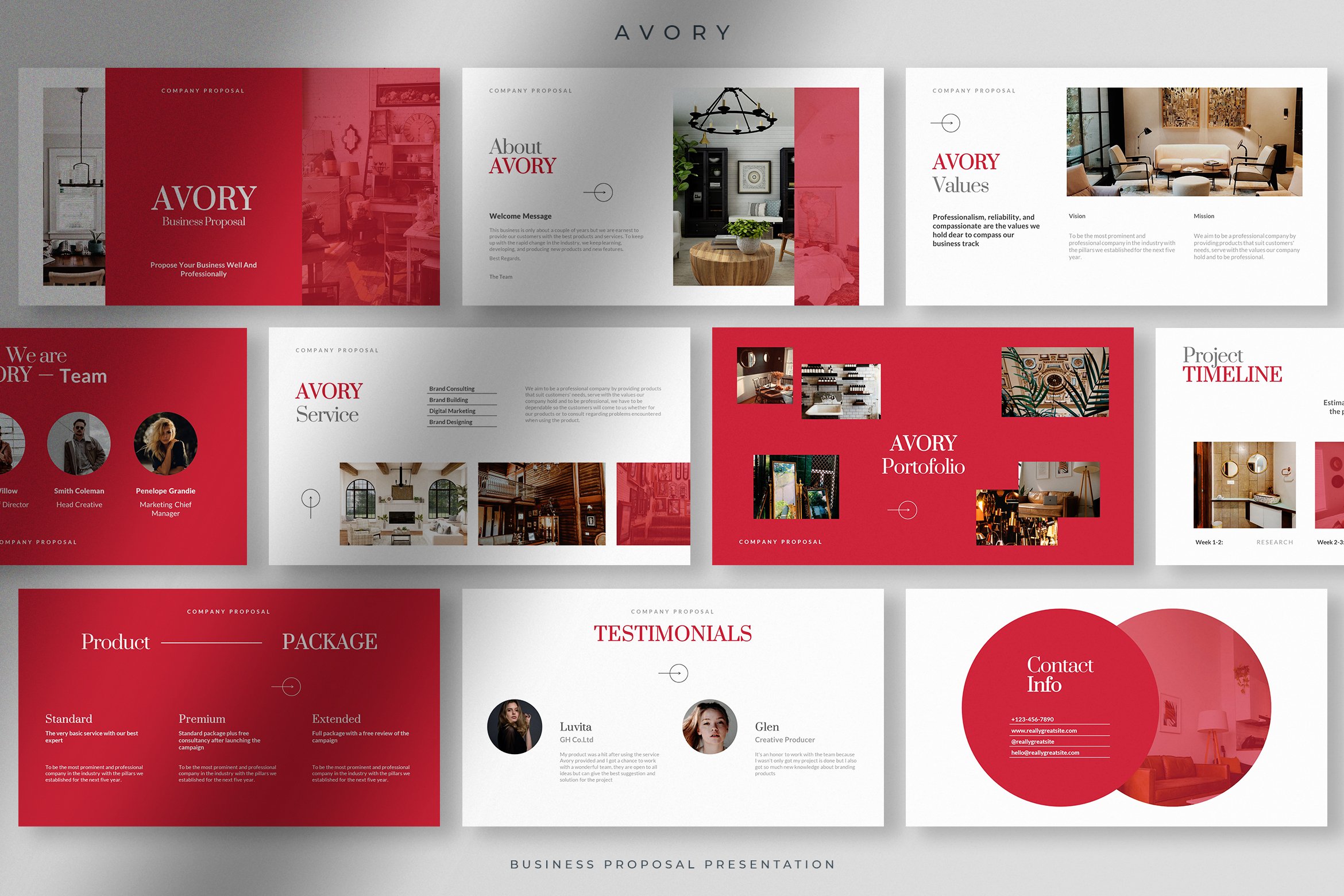 Red and white template for presentation.