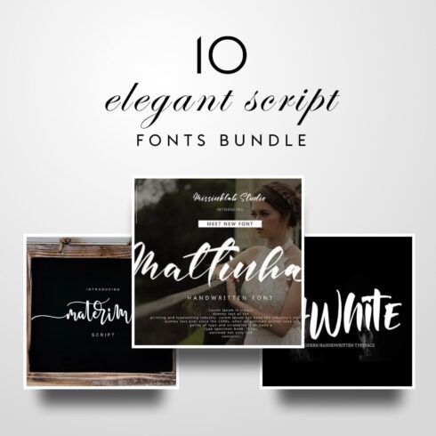 10 elegant script fonts bundle.