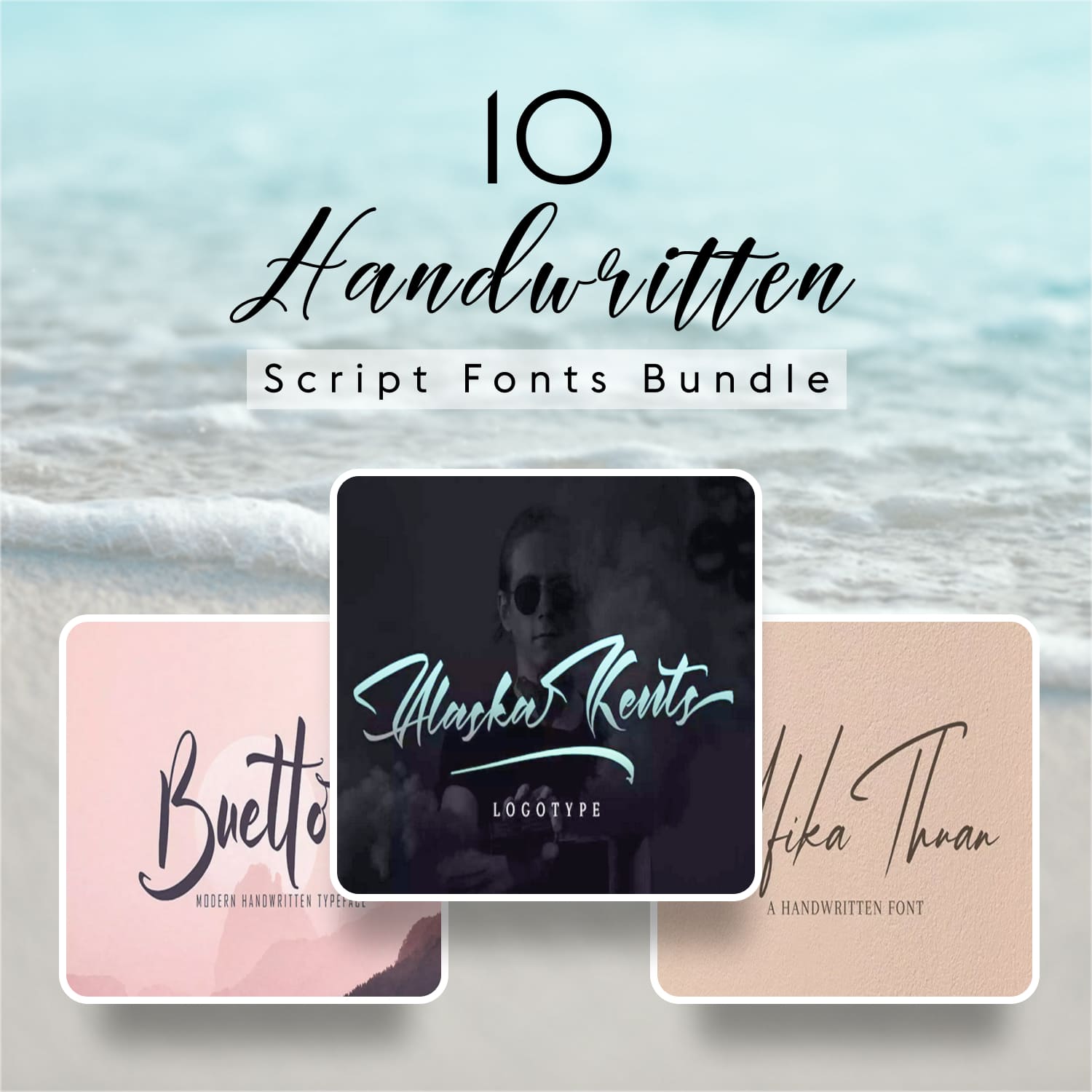 10 handwritten script fonts bundle.