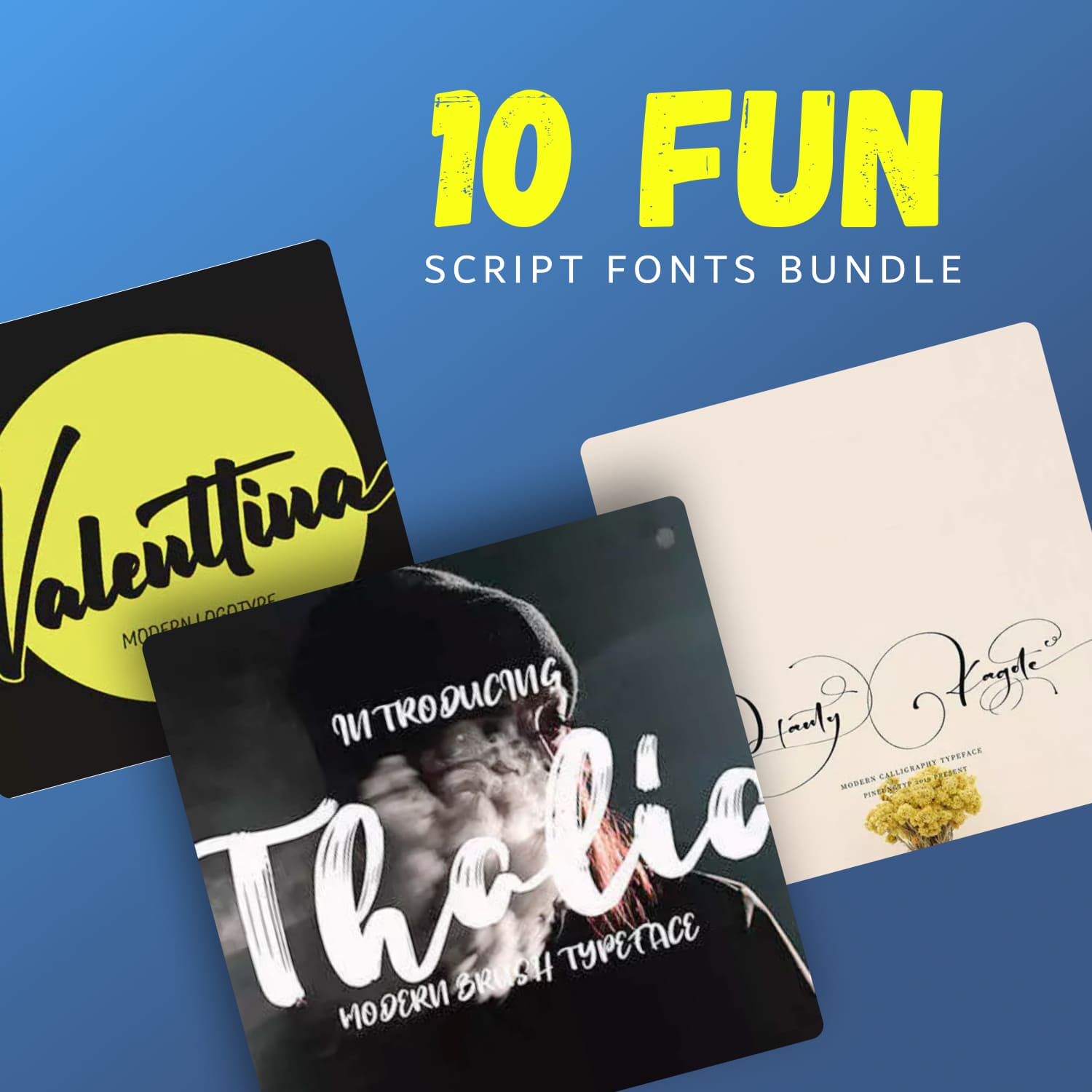 10 fun script fonts bundle.