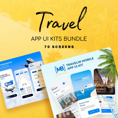 Travel App UI Kits Bundle: 70 Screens.