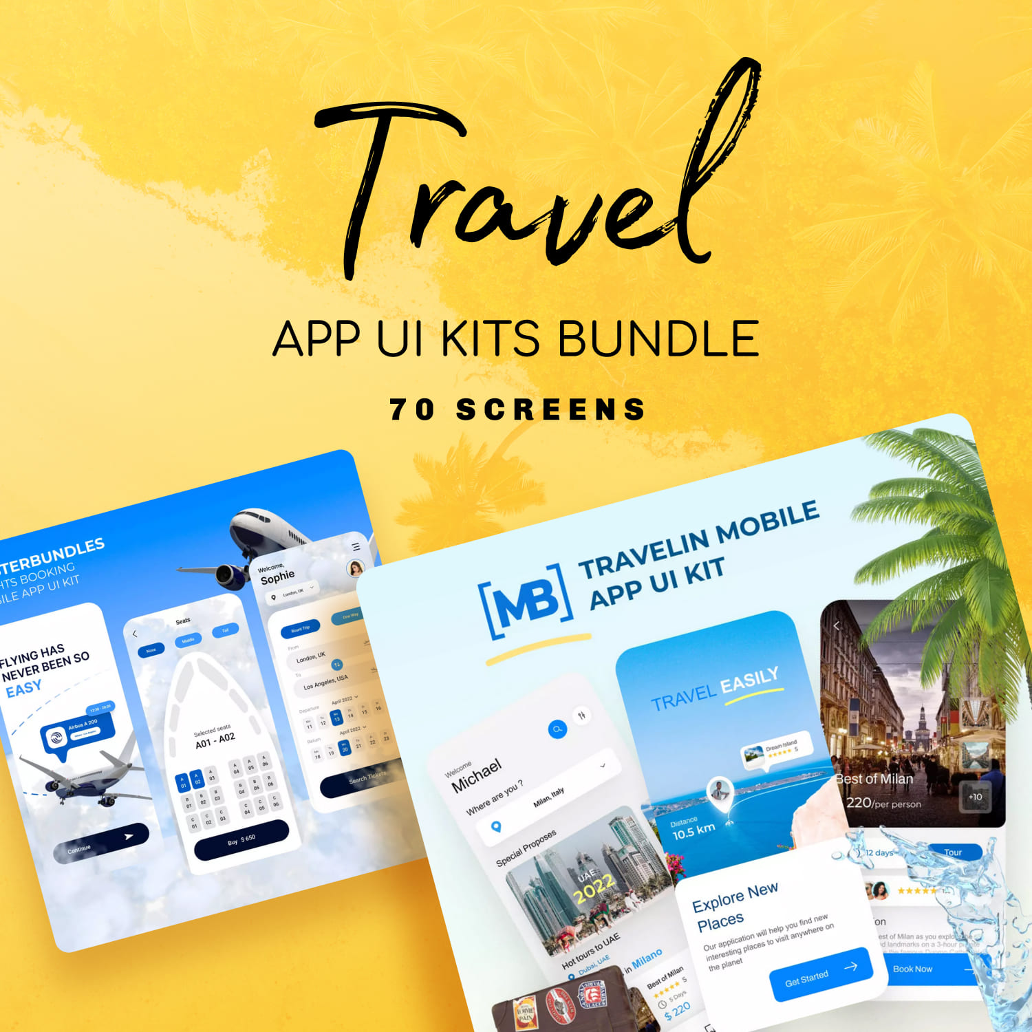 Travel App UI Kits Bundle: 70 Screens – MasterBundles