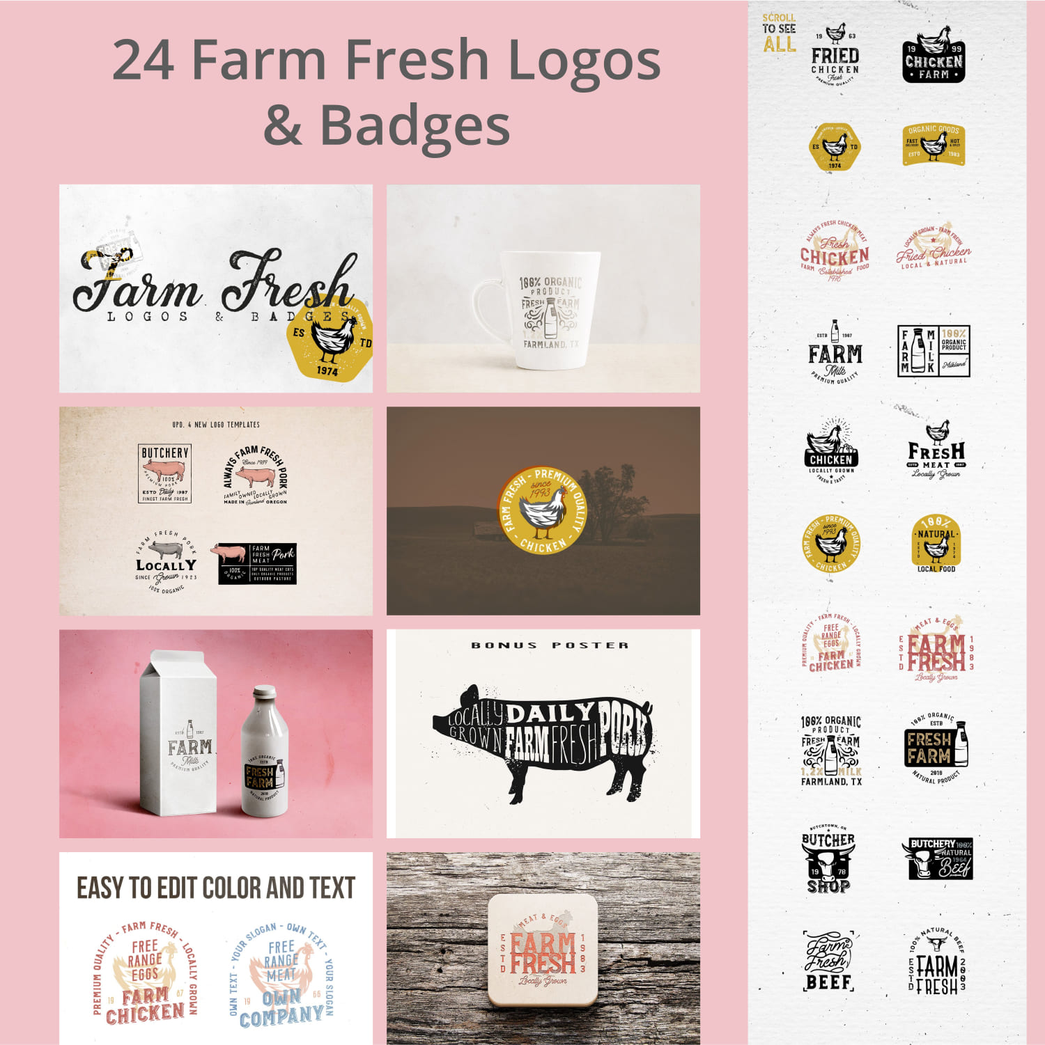 24 FARM FRESH Logos & Badges.