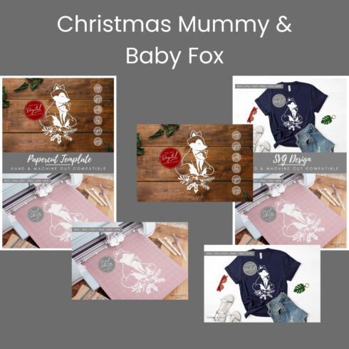 Group of photos of a baby fox t - shirt.