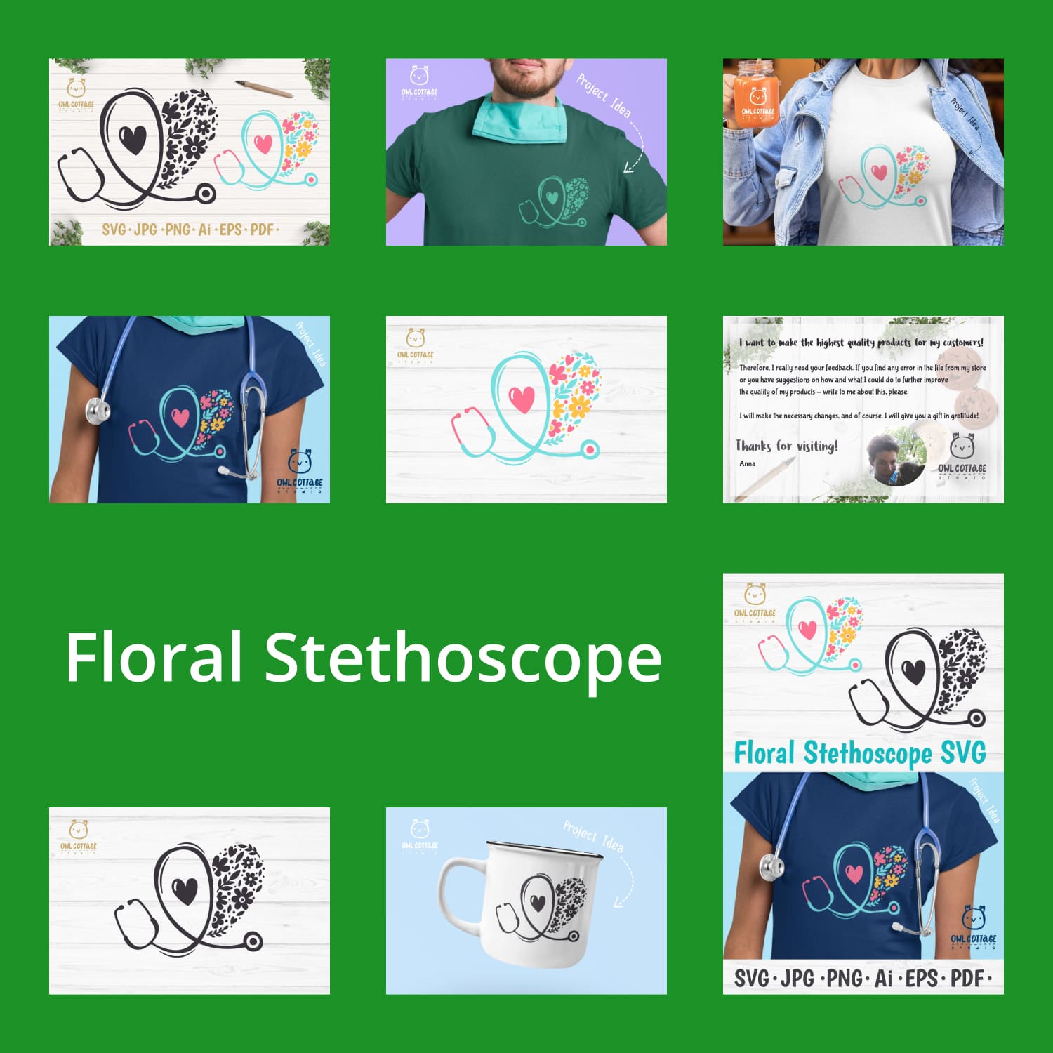 Floral Stethoscope SVG, Nurse Floral SVG, Nurse Tattoo.