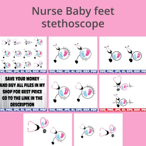 Nurse Baby feet stethoscope svg.