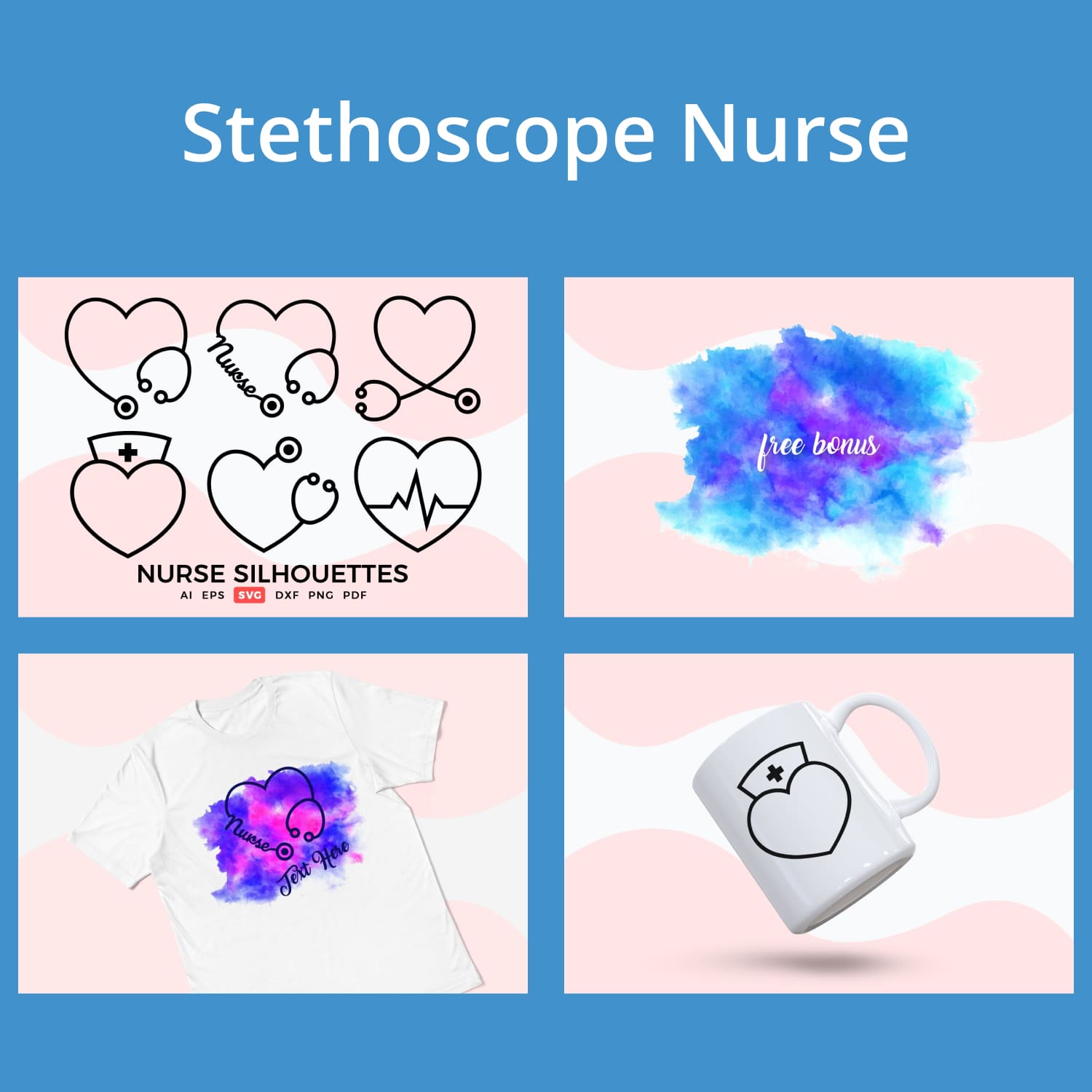 Nurse SVG - Stethoscope Nurse Silhouettes cover.