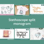 Stethoscope split monogram SVG bundle by Oxee.