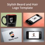 Stylish Beard and Hair Logo Template - main image preview.