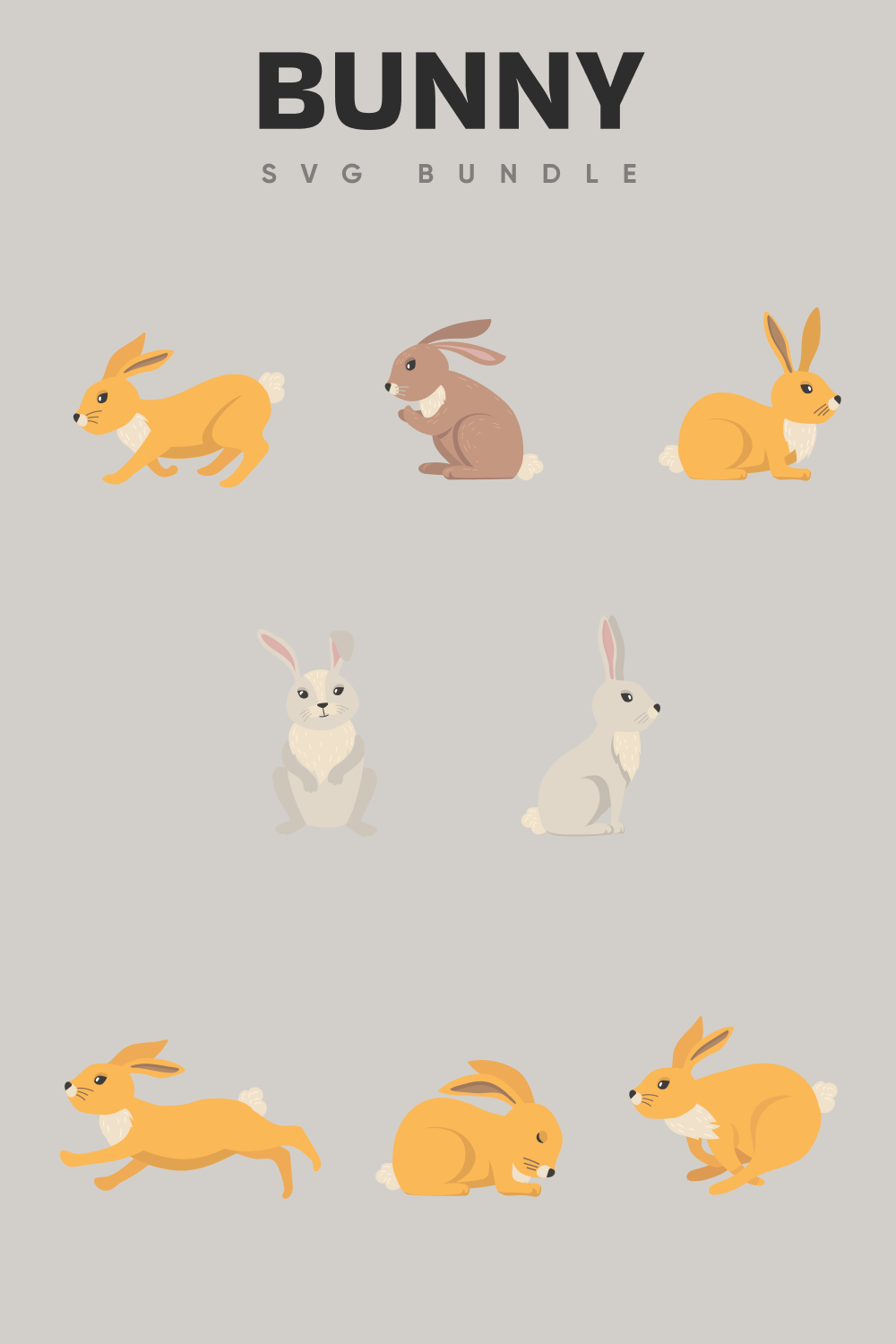 Collage of images of a gray and red rabbit.
