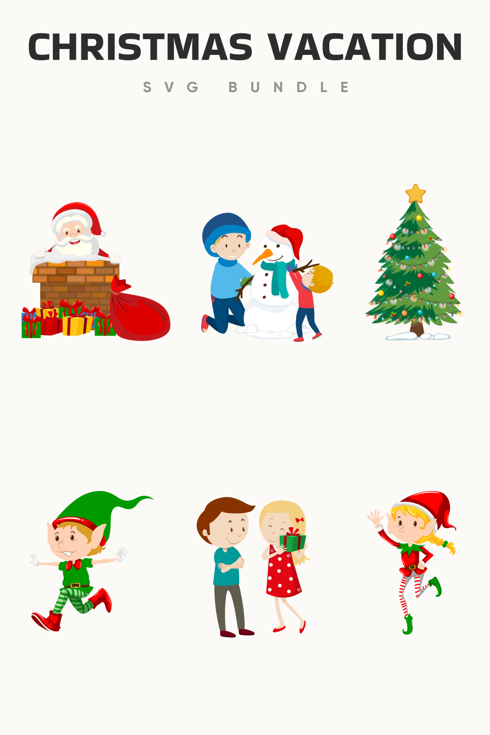 Happy Christmas illustrations for festive mood.