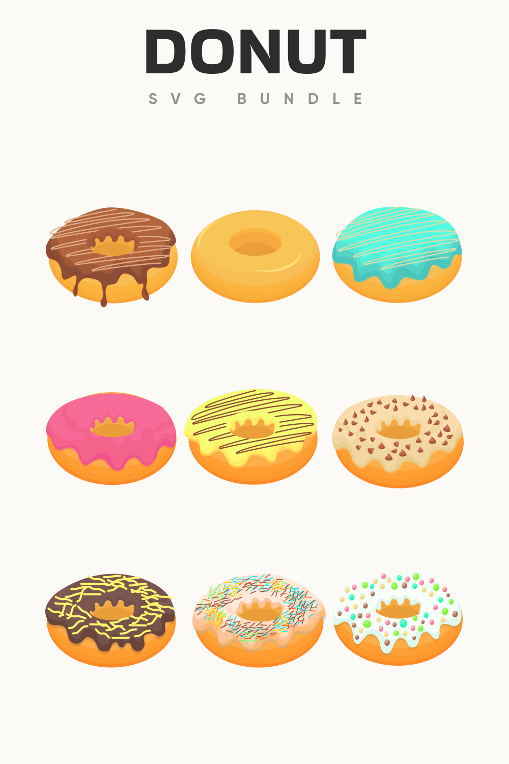 So tasty donuts in different colors.