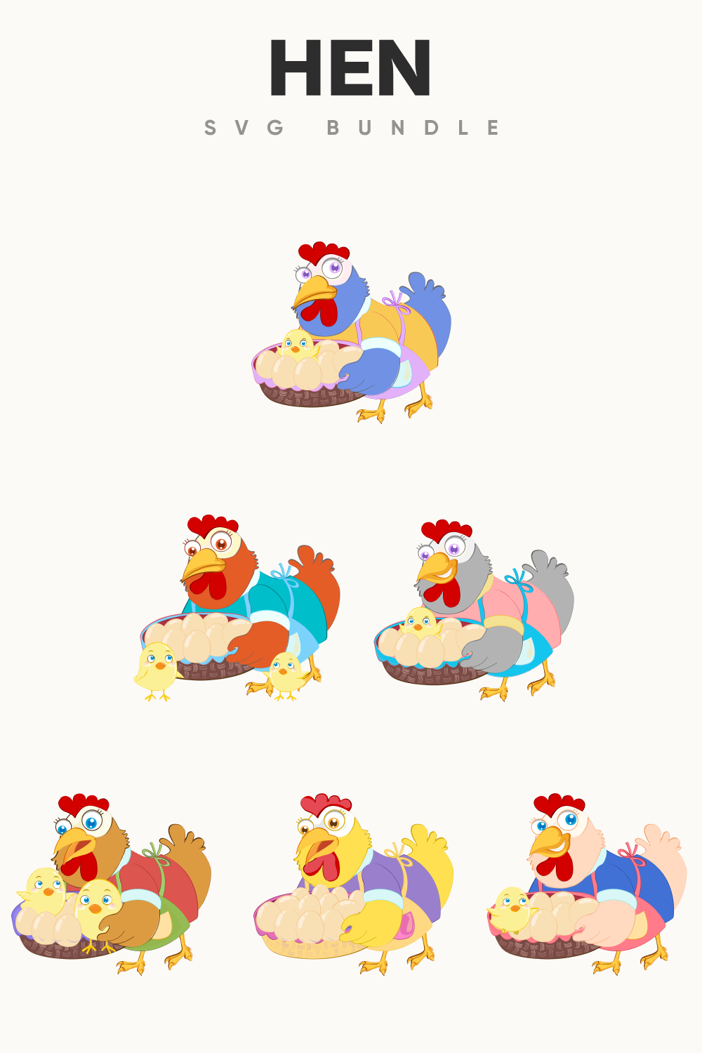 Colorful hens.