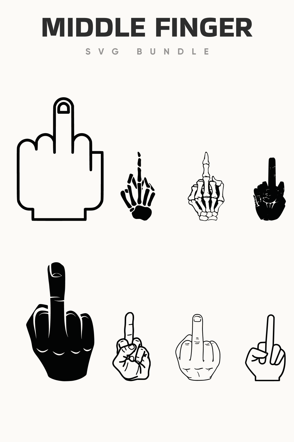 Diverse of middle finger kinds.