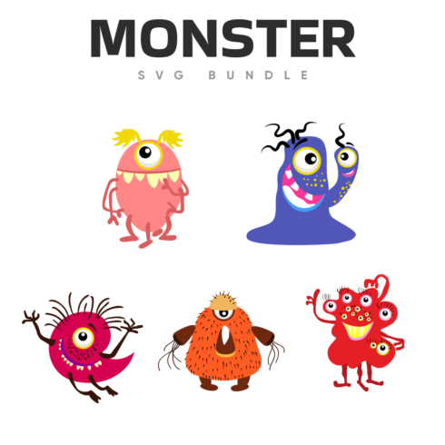 Group of cartoon monsters standing next to each other.
