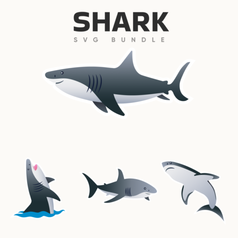 Group of shark stickers sitting on top of each other.