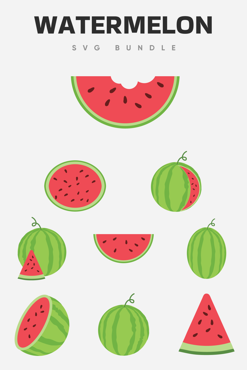 Diverse of watermelon parts.