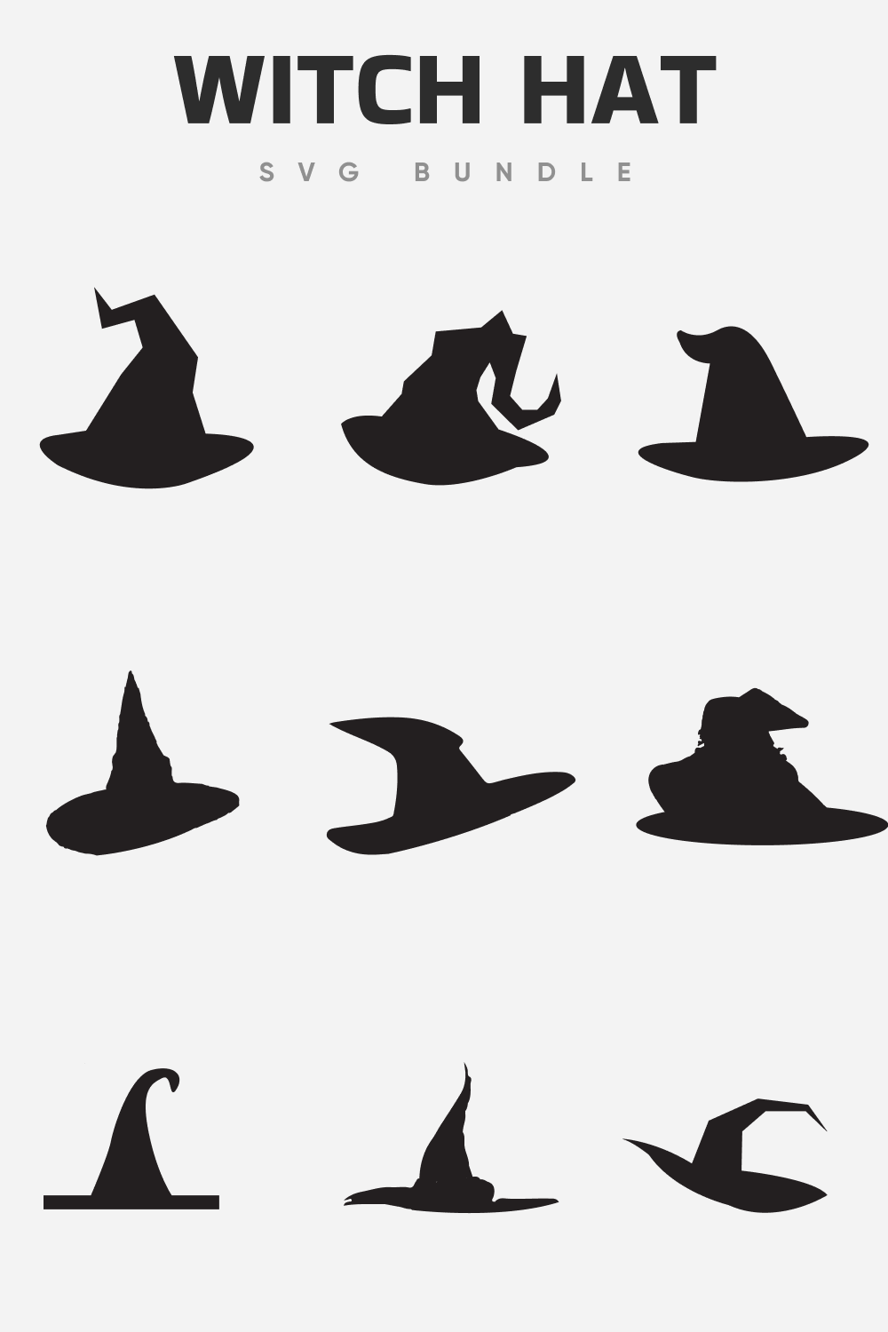 Diverse of black witch hats.