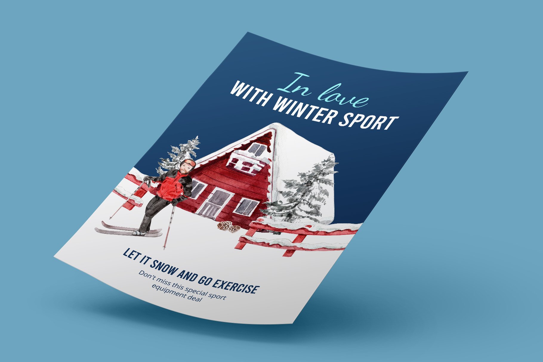 Blue winter sport invitation.