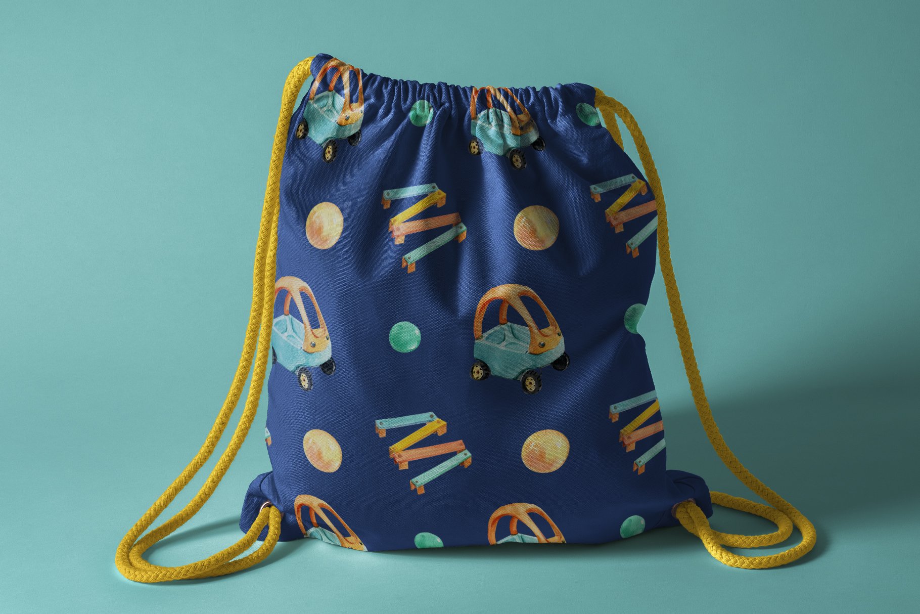 Sports bag with playground illustretion.