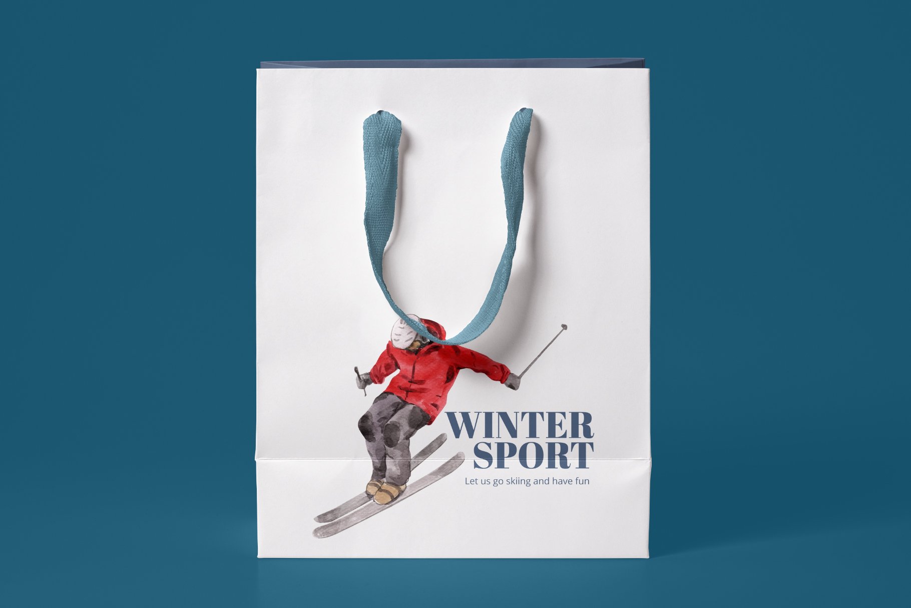 White paper package in winter sport style.