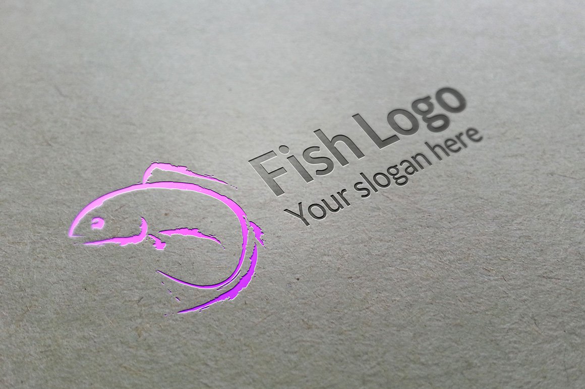 Grey background with a fish logo.