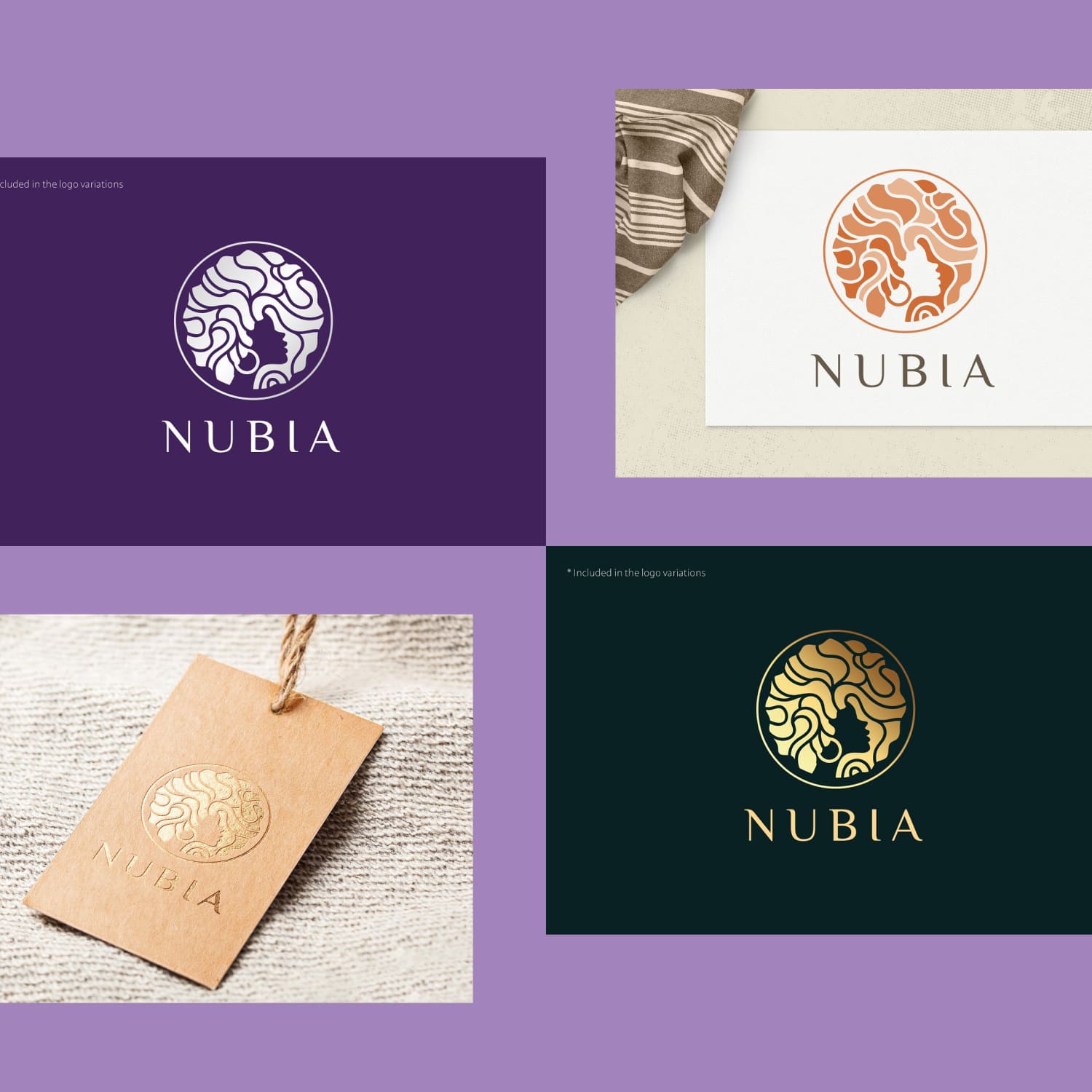 Colorful logo design with purple background.
